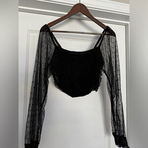 Mesh long sleeve crop